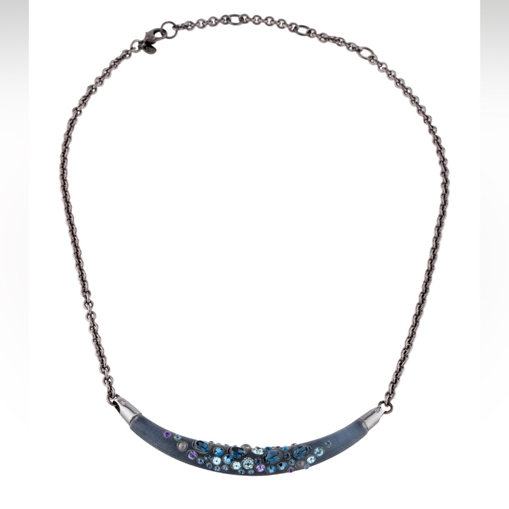 Alexis Bittar lucite crescent necklace - blue with purple